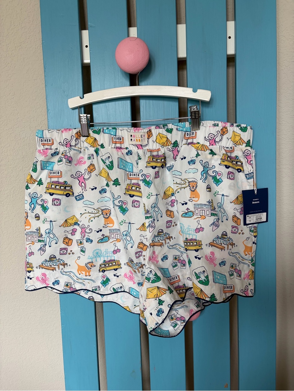 Roller Rabbit X Target White Cotton Shorts with Multicolor Print